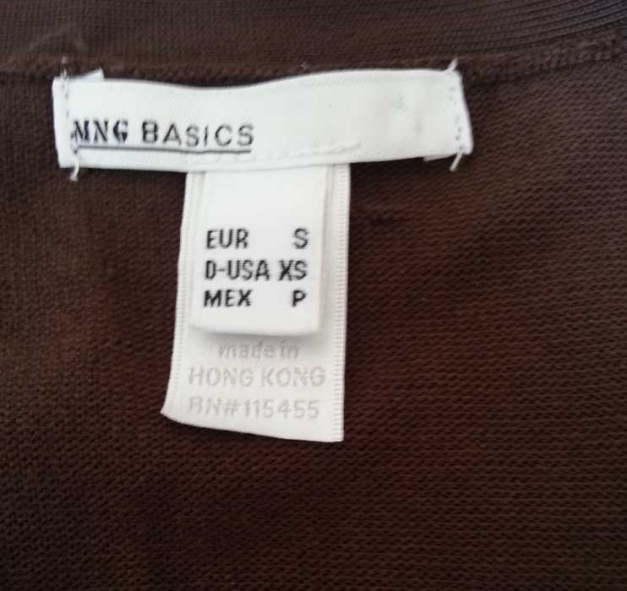 Mango Basic dunkelbraunes ärmelloses Strickoberteil/Weste mit V-Ausschnitt Gr. 36/S