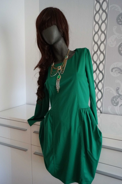 Kleid Wald grün mit langem silber Reißverschluss hinten 44 evtl. 46 XL