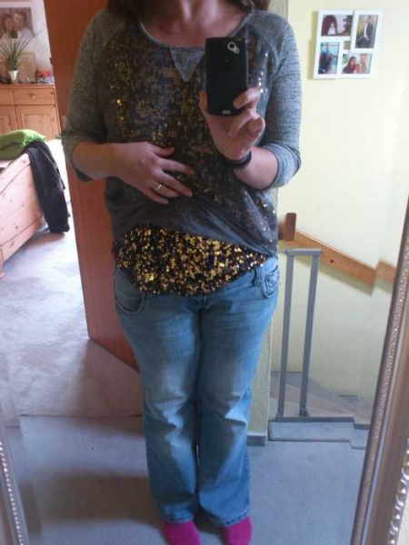 Blogger Cream Oversize Pulli Shirt XL (44-48) macht schlank