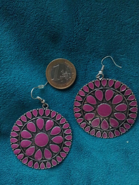 große Ohrringe lila Vintage Style schwer