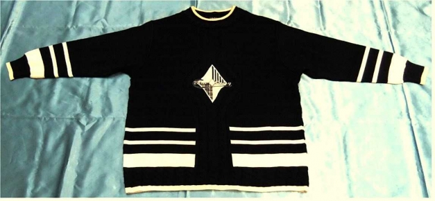 Erica Rössler Damen-Pullover - Größe 44 - Dunkelblau mit Muster