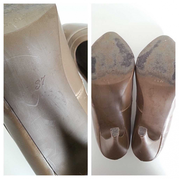 Zara taupe-/grau-/beigefarbene Highheels/Pumps aus Kunstleder Gr. 37