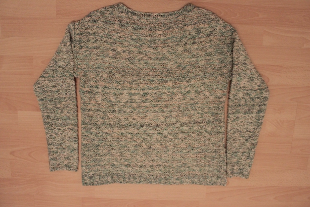 NEU! rundhals Strickpullover in türkis - beige - schwarz meliert