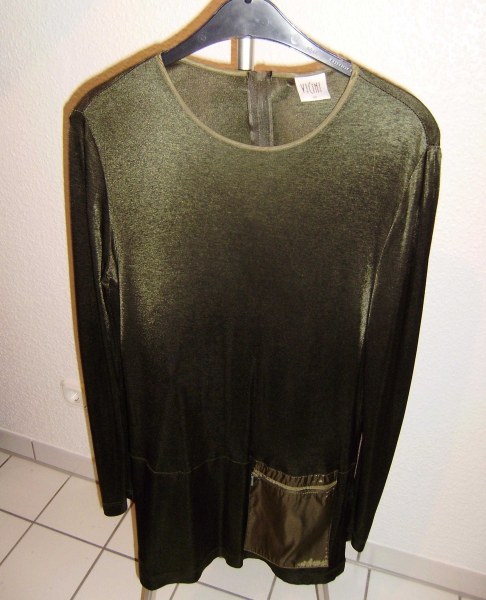Longshirt von Vicini Gr. 40, dunkelgrün langärmelig glänzend