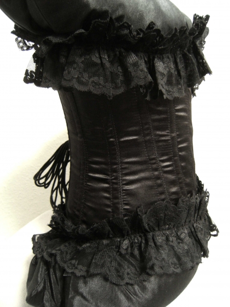 Echtes Unterbrust Schnür Korsett Satin Spitze S M Gothic Viktorianisch Romantik