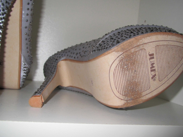 High Heels silber mit Strasssteinen Gr. 36