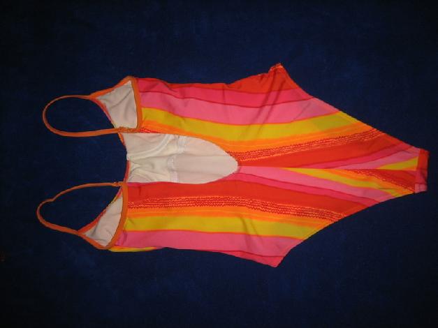 Badeanzug mit Perlen String Monokini 34 36 XS S CUP B bunt Neon