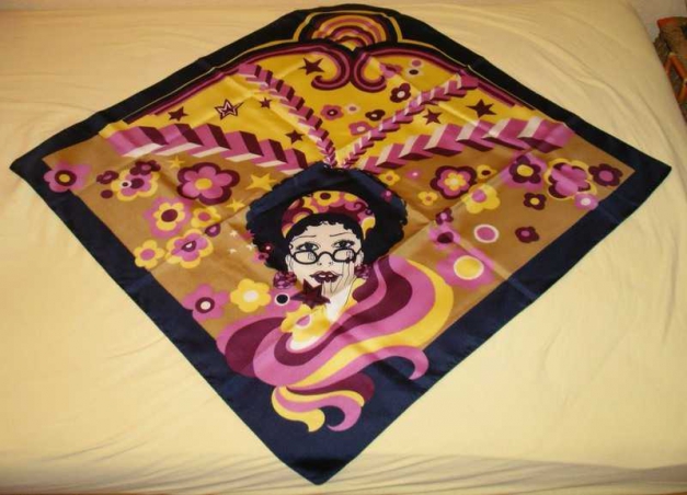 Großes Retro-Seidentuch/ Halstuch/ Schal