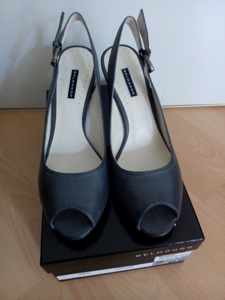 NEU! Belmondo Peeptoe, Slingpumps, Sandalette in einem, Leder, grau