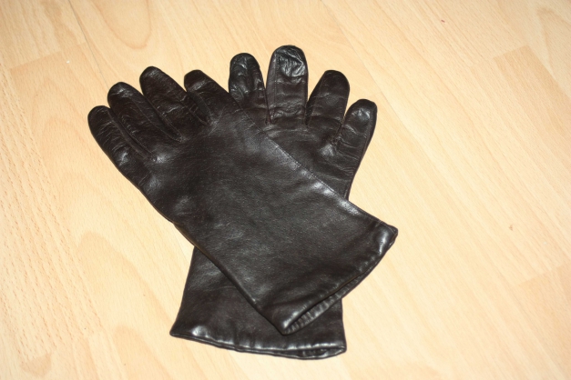 Echtleder Handschuhe, Schwarz, Gr. 7 1/2