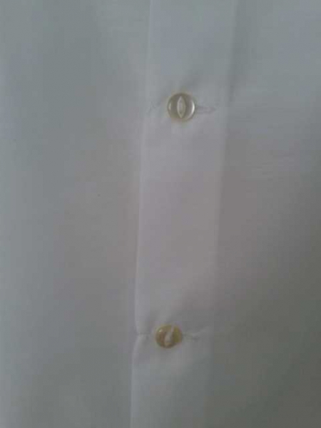 Transparente weiße Bluse mit hübscher Stickerei und Knöpfung am Rücken