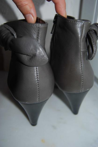 Leder graue Stiefeletten Schuhe Trendi