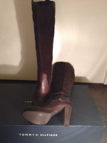 braune Tommy Hilfiger Stiefel, wildleder, leder