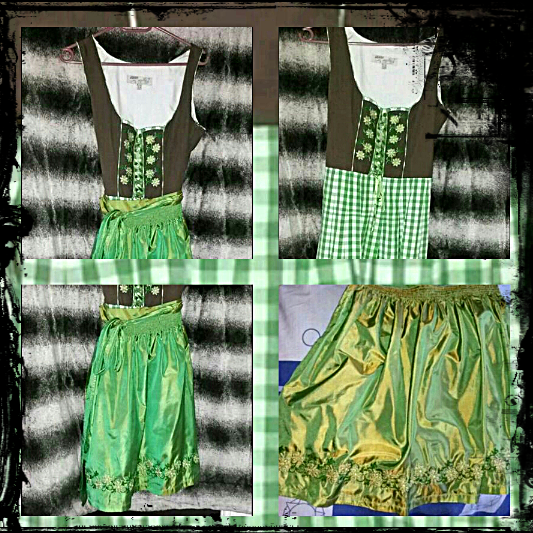 Lekra CountryLife Dirndl, grün, braun, kariert, Größe: 38/S, ohne Bluse/knielang