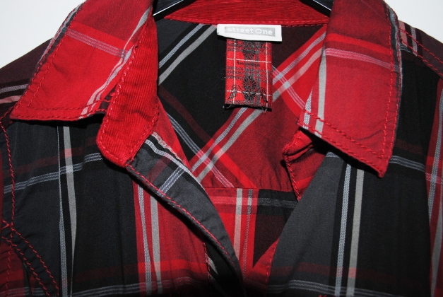Lange rot-grau-schwarz-karierte Bluse von Street One