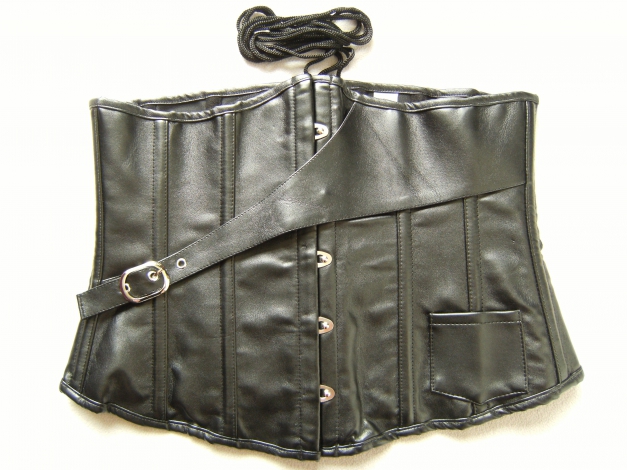 PU Kunstleder Unterbrust Korsett Corsage Lederimitat M schwarz Gothic Steampunk 