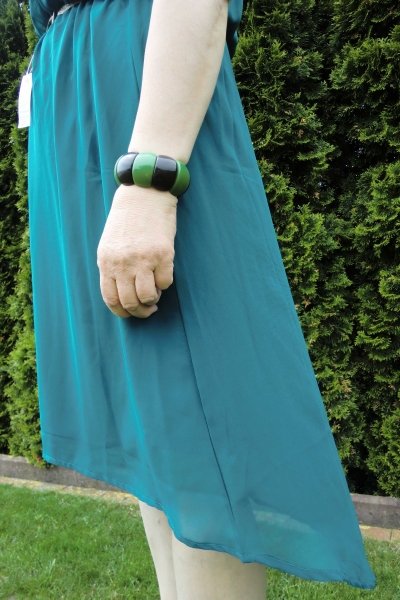 Bandeau Kleid vokuhila türkis gold mit Gürtel neu ungetragen Chiffon