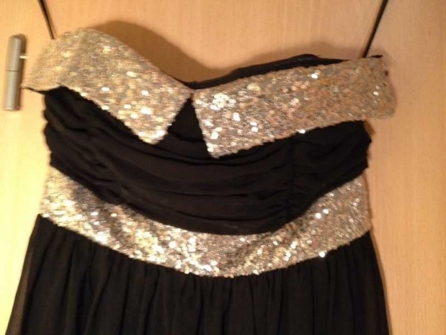 NEU Vila abiballkleid partykleid Abendkleid schwarz Gold Pailletten mit Etikett Größe S