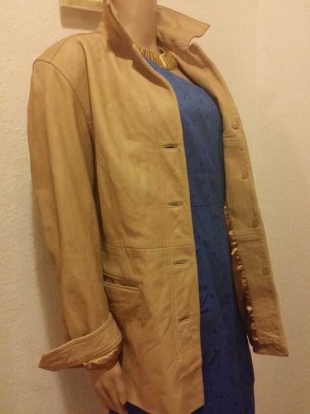 Schöne Echte Leder Jacke in Sandfarbe / HI Buxter