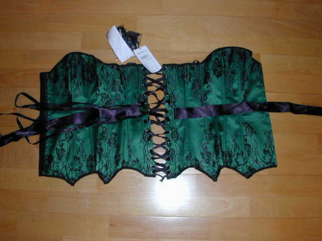 Sexy Corsage Korsett Größe L Dunkelgrün mit Strapshaltern Popken erotisch