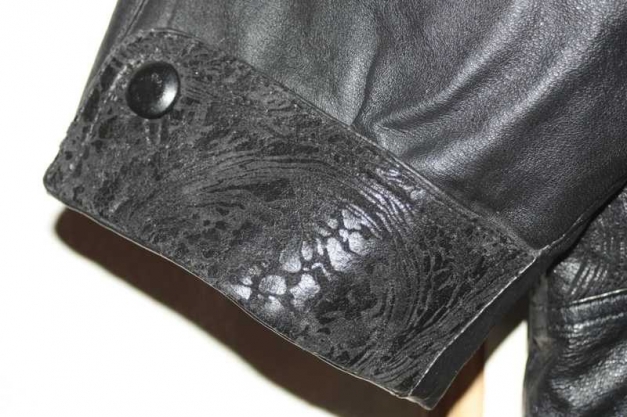 Lederjacke mit Applikationen, Gr. 46, echtes Schweinsnappa