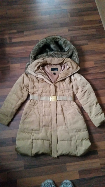 Daunenmantel Mango Beige Fell 