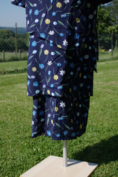 Kleid Sommerkleid Sanmiro blau Blumen Lagen-Look V-Ausschnitt