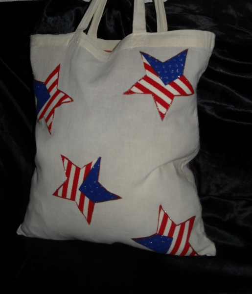 American Flag DIY Stofftasche Jute Beutel Shopper Bag Tasche creme für Schule / Uni DIN A4 Blogger !
