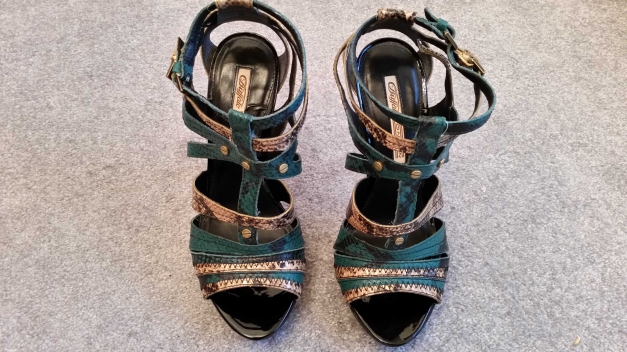 Buffalo Highheels grün kroko schwarz