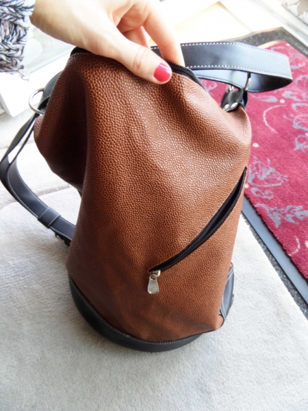 Braun-schwarzer Lederrucksack von David Jones Handtasche Shoppingbag