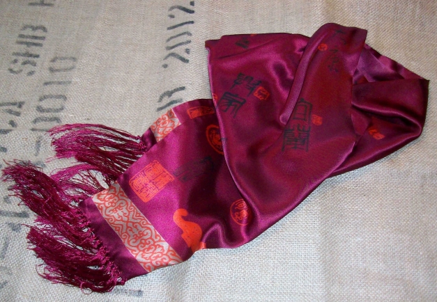 Schal 100% Seide Japan weinrot