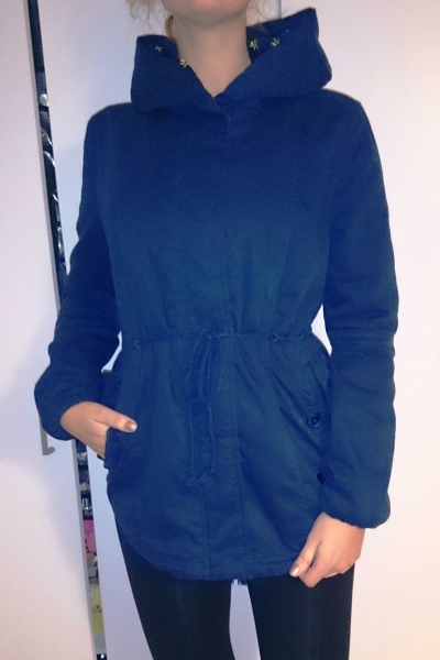 Parka Adidas dunkelblau Bündchenärmel Stickung