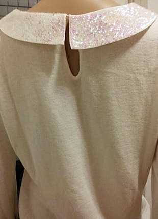Süsse Pulli in weiß mit Pailletten Kragen / H&M