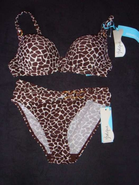 Sonja Kraus Bikini von Hunkemöller Giraffenmuster mit Goldringen XS/75C