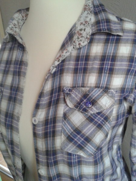 Karierte Bluse lila/weiß Gr.158/164