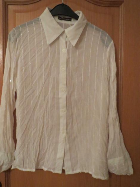 Bluse, Gr. M, weiß, mit Pailletten