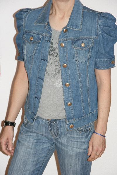 Jeansjacke Damen Hipster Blogger Trend Puffärmel Gr.38/40