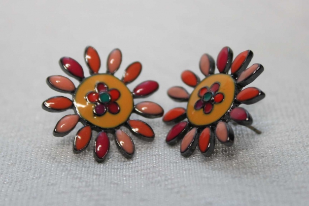 XL Blumenohrstecker Bunt