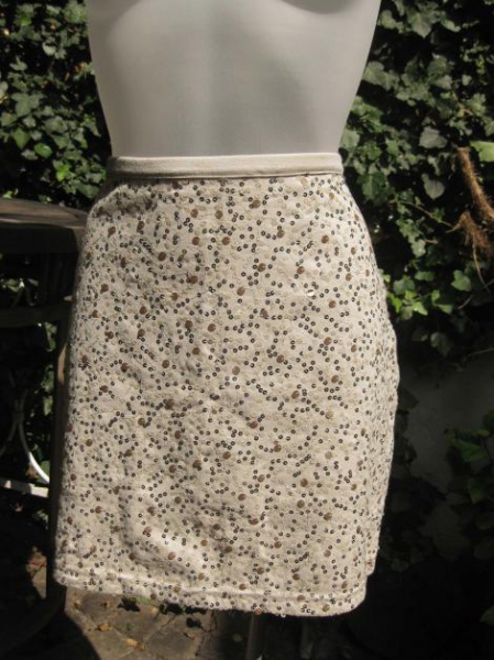 créme farbener Pailletten Chiffon Mini Rock Boho Ibiza Hippie Festival