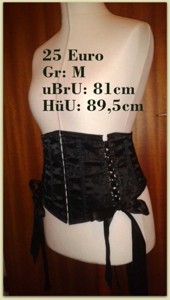 *Neu* Unterbrust Corsage Schleifchen Schwarz Dark Ages Gothic