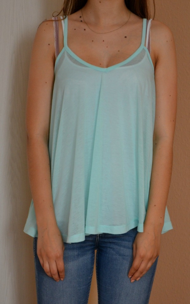 Blogger oversized Top luftig locker geschnitten mint türkis 34 36 XS S NEU