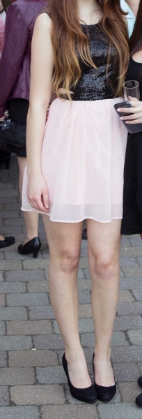 Cutout Abiballkleid mit Chiffon und Pailetten XS S 34 36