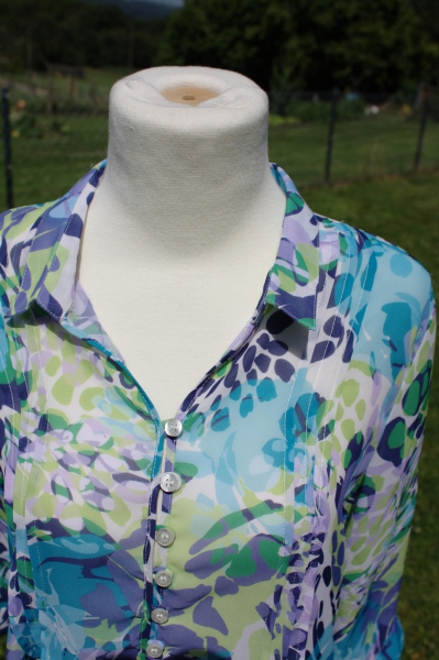 Bluse Tunika Clarina Collection weiss blau grün türkis leicht transparent 