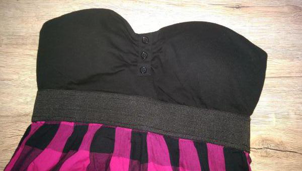 Schwarz - Pink kariertes sommerkleid 