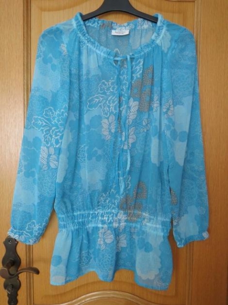 Sommerbluse/Tunika,blau-weiß,leicht transparent
