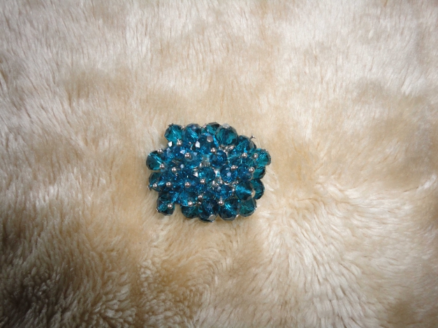 NEU Bommel Ring Strass blau
