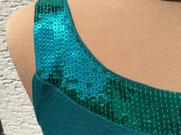 Tanktop Longtop Shirt Oberteil Tunika Petrol grün blau glitzer Pailletten Party elegant Amisu sexy Sommer 