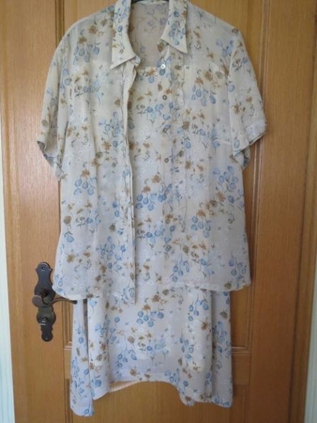 2-Teiler, Rock und Bluse, florale Muster, Gr.44/L