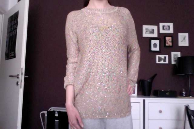 Pullover Mango Strick gold/beige Pailletten