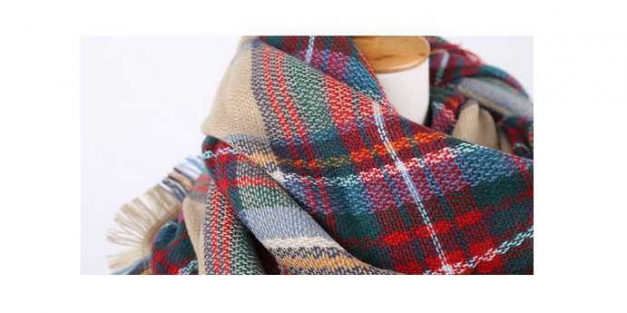 XL XXL Karo Schal Tartan Blogger Wendeschal kariert bunt rot beige NEU za ra